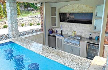 Swim Up Bar Covered Outdoor Kitchen