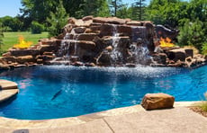 fire-bowls-on-pool-waterfall