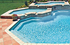 gunite pool with dual-step bench