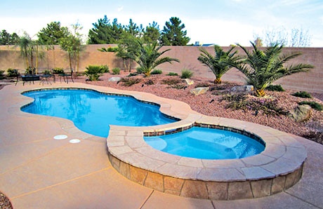 Pool With Elevated Custom Spa