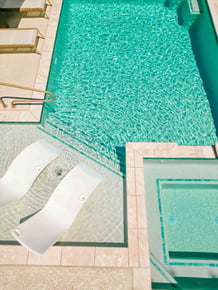 rectangular pool with light interior finish for bright blue water