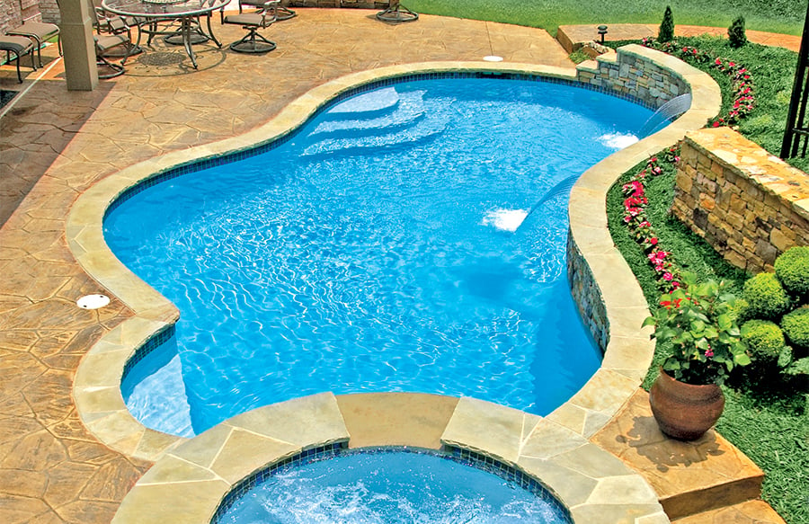 Stamped Overlay Concrete Pool Deck