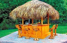 Tiki Hut Bar With Stools