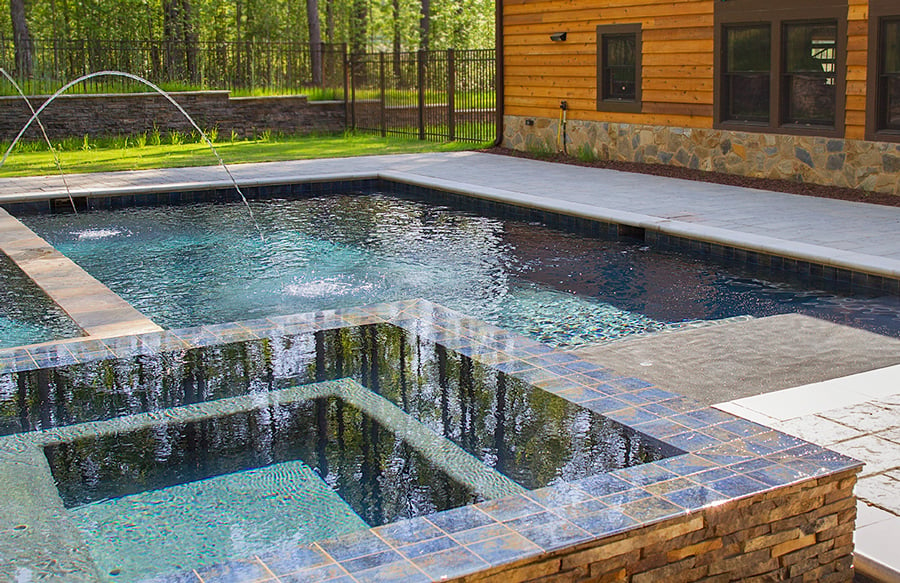 twin-laminars-on-gunite-pool