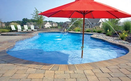 pool tanning ledge with built in umbrella