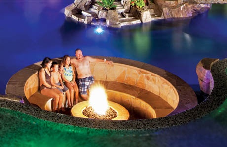 Pool sunken conversation pit with fire pit