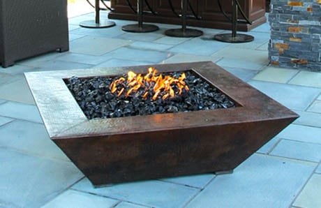 Modern Square Firepit With Bronze Finish